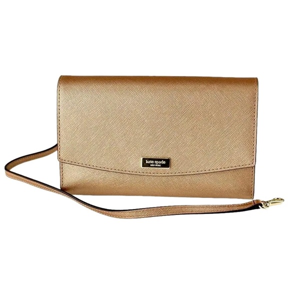 New Kate Spade Winni Laurel way wallet crossbody Leather bag Rose Gold - Picture 2 of 5